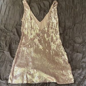 Free people sequin lowback leg slit dress